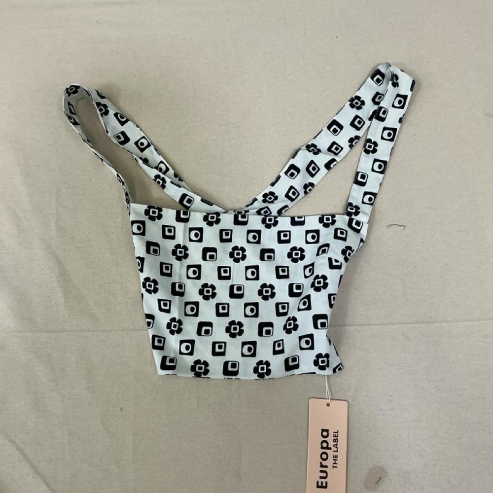 Black & White Retro Print Crop Top
